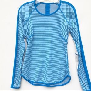 lululemon blue and white stripe long sleeve tee